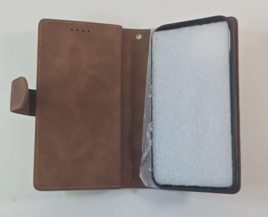 UEEBAI Wallet Case for iPhone 15 6.1" PU Leather Card Holder Brown - View 3