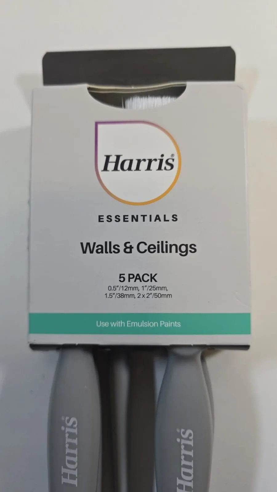Harris Essentials Paint Brush Set Pack of 5 0.5”–2” Walls & Ceilings - View 2