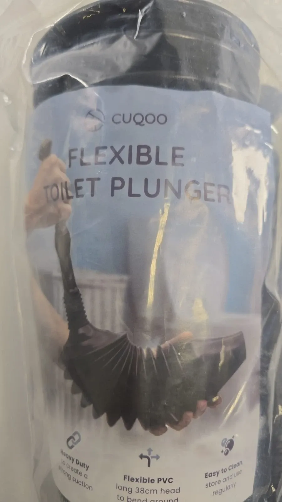 CUQOO Heavy Duty Plunger Sink Toilet Drain Unblocker Small Head Flexible - View 3