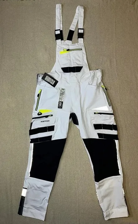 Portwest DX441 DX4 Work Bib Trousers 31" Leg White Grey Large DX441WGRL - View 2