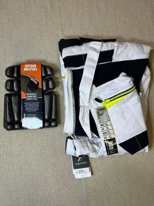 Portwest DX441 DX4 Work Bib Trousers 31" Leg White Grey Large DX441WGRL - View 3